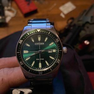 citizen eco drive brycen watch green bezzel